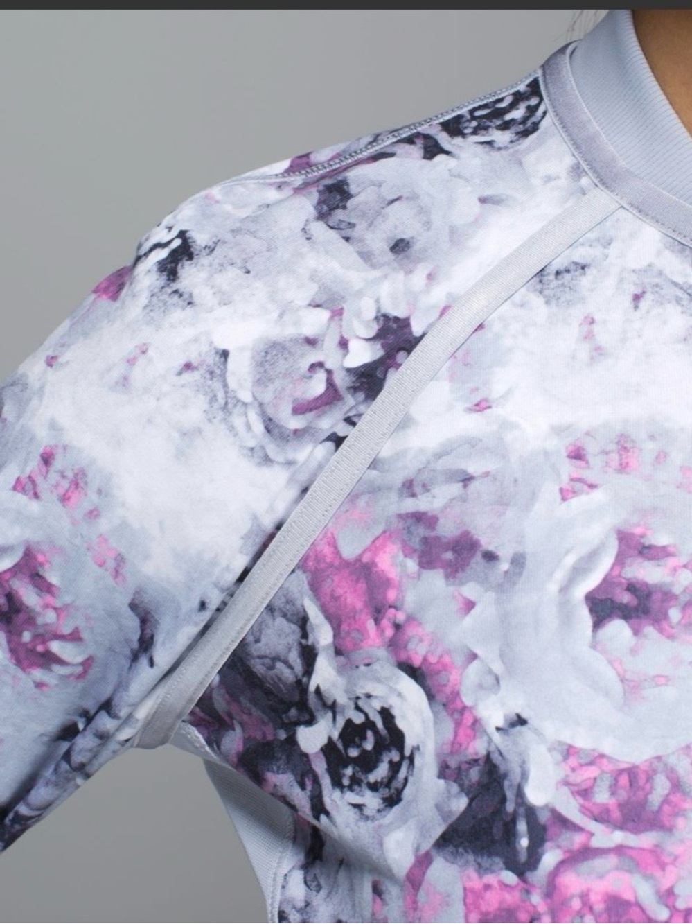 lululemon athletica Light Floral Zip Bomber Jacket in White, Pink & Gray - Picture 5 of 10